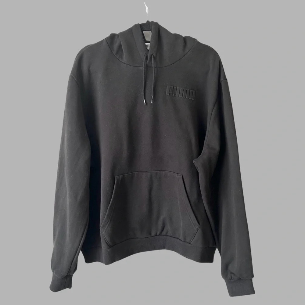Puma  Black Drawstring Front Pocket Hoodie